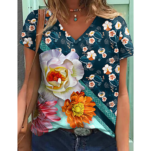 Women's Floral Theme 3D Printed Painting T shirt Floral Color Block 3D Print V Neck Basic Tops Green
Women's Floral Theme 3D Printed Painting T shirt Floral Color Block 3D Print V Neck Basic Tops Green