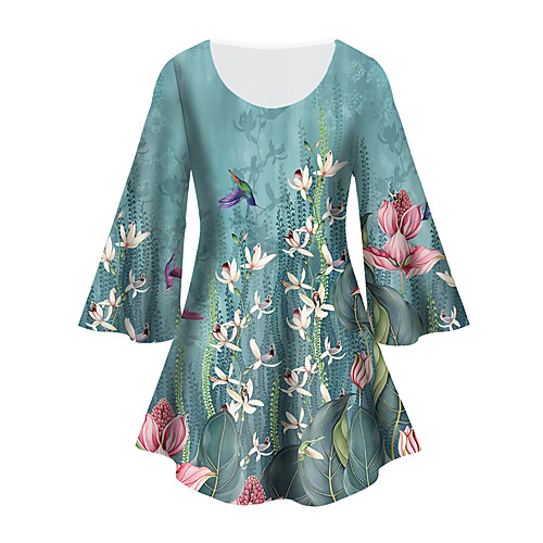 Women's Plus Size Tops Tunic Floral Graphic Print 3/4 Length Sleeve Crewneck Basic Green Big Size XL XXL 3XL 4XL 5XL / Holiday
Women's Plus Size Tops Tunic Floral Graphic Print 3/4 Length Sleeve Crewneck Basic Green Big Size XL XXL 3XL 4XL 5XL / Holiday
