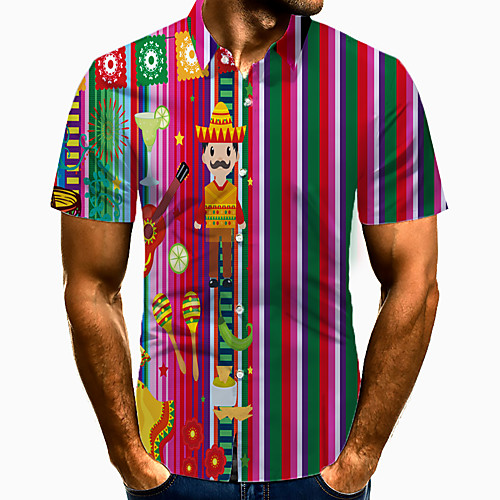 Men's Shirt 3D Print Cartoon Striped Plus Size 3D Print Button-Down Short Sleeve Casual Tops Casual Fashion Breathable Comfortable Red / Sports
Men's Shirt 3D Print Cartoon Striped Plus Size 3D Print Button-Down Short Sleeve Casual Tops Casual Fashion Breathable Comfortable Red / Sports