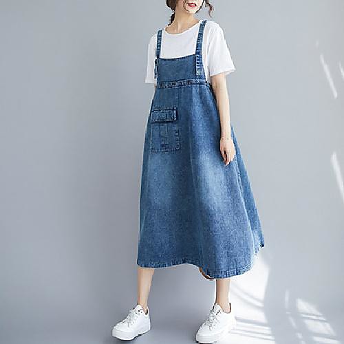 Women's Denim Dress Midi Dress Blue Sleeveless Solid Color Spring Summer Casual / Daily 2021 One-Size
Women's Denim Dress Midi Dress Blue Sleeveless Solid Color Spring Summer Casual / Daily 2021 One-Size