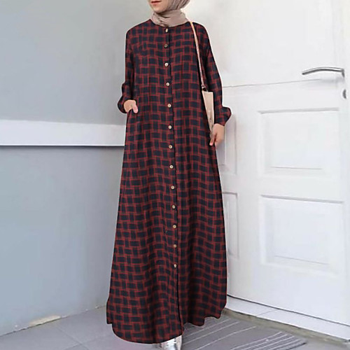 Women's Loose Maxi long Dress Wine Red Apricot Long Sleeve Plaid / Check Spring Summer Casual / Daily Loose 2021 S M L XL XXL XXXL 4XL 5XL
Women's Loose Maxi long Dress Wine Red Apricot Long Sleeve Plaid / Check Spring Summer Casual / Daily Loose 2021 S M L XL XXL XXXL 4XL 5XL