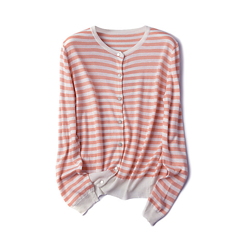Women's Stripes Cardigan Cotton Long Sleeve Sweater Cardigans Round Neck White Blue Black
Women's Stripes Cardigan Cotton Long Sleeve Sweater Cardigans Round Neck White Blue Black