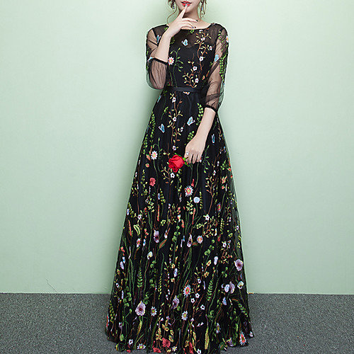 A-Line Elegant Floral Party Wear Prom Dress Jewel Neck 3/4 Length Sleeve Floor Length Lace Tulle with Embroidery 2021
A-Line Elegant Floral Party Wear Prom Dress Jewel Neck 3/4 Length Sleeve Floor Length Lace Tulle with Embroidery 2021