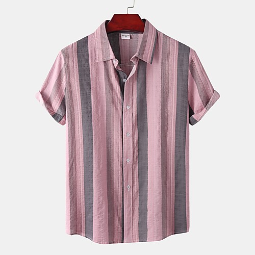 Men's Shirt Striped Button-Down Short Sleeve Street Tops Cotton Casual Hawaiian Comfortable Blushing Pink
Men's Shirt Striped Button-Down Short Sleeve Street Tops Cotton Casual Hawaiian Comfortable Blushing Pink