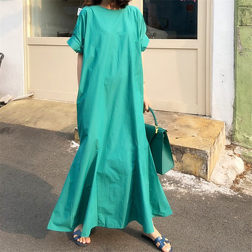 Women's Loose Maxi long Dress Elegant purple Noble green Temperament Orange Short Sleeve Solid Color Spring Summer Casual Loose 2021 S M L XL / Cotton / Cotton
Women's Loose Maxi long Dress Elegant purple Noble green Temperament Orange Short Sleeve Solid Color Spring Summer Casual Loose 2021 S M L XL / Cotton / Cotton