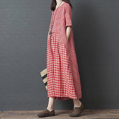 Women's A Line Dress Midi Dress Red grid Haig Short Sleeve Square Summer Casual 2021 Large size M (recommended 90-110 kg) Large size XL (recommended 125-140 kg) Large size L (recommended 110-125 kg
Women's A Line Dress Midi Dress Red grid Haig Short Sleeve Square Summer Casual 2021 Large size M (recommended 90-110 kg) Large size XL (recommended 125-140 kg) Large size L (recommended 110-125 kg
