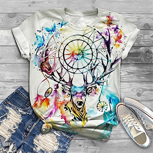 Women's Plus Size Tops T shirt Graphic Deer Animal Print Short Sleeve Crewneck Basic White Big Size XL XXL 3XL 4XL 5XL / Holiday
Women's Plus Size Tops T shirt Graphic Deer Animal Print Short Sleeve Crewneck Basic White Big Size XL XXL 3XL 4XL 5XL / Holiday