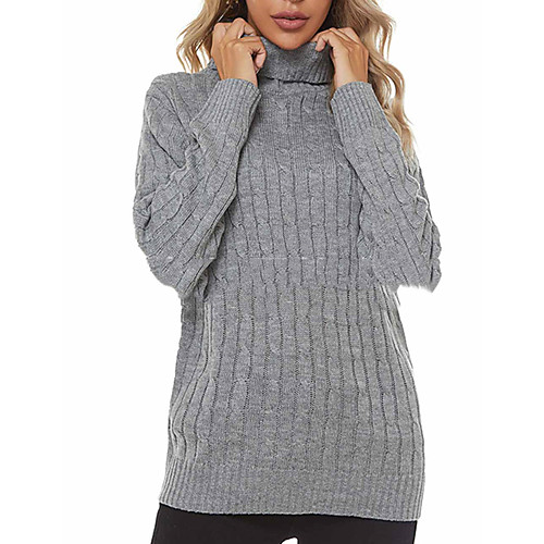 Women's Knitted Solid Color Sweater Long Sleeve Sweater Cardigans Turtleneck Fall Gray
Women's Knitted Solid Color Sweater Long Sleeve Sweater Cardigans Turtleneck Fall Gray