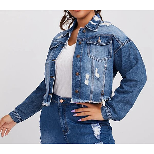 Women's Plus Size Denim Jacket Solid Color Regular Button Down Collar Daily Wear Spring Summer Medium blue Big Size L XL XXL XXXL 4XL
Women's Plus Size Denim Jacket Solid Color Regular Button Down Collar Daily Wear Spring Summer Medium blue Big Size L XL XXL XXXL 4XL
