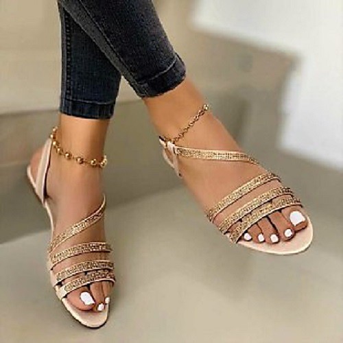 Women's Sandals Flat Heel Round Toe PU Rhinestone Solid Colored Black Gold Silver
Women's Sandals Flat Heel Round Toe PU Rhinestone Solid Colored Black Gold Silver
