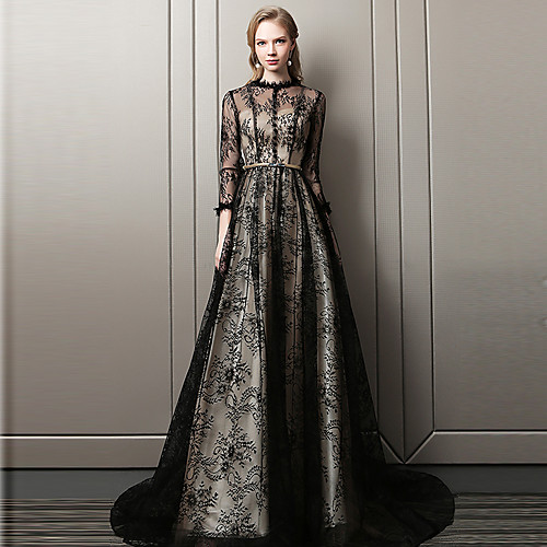 A-Line Elegant Vintage Engagement Formal Evening Dress Jewel Neck 3/4 Length Sleeve Court Train Lace with Sash / Ribbon Embroidery 2021
A-Line Elegant Vintage Engagement Formal Evening Dress Jewel Neck 3/4 Length Sleeve Court Train Lace with Sash / Ribbon Embroidery 2021