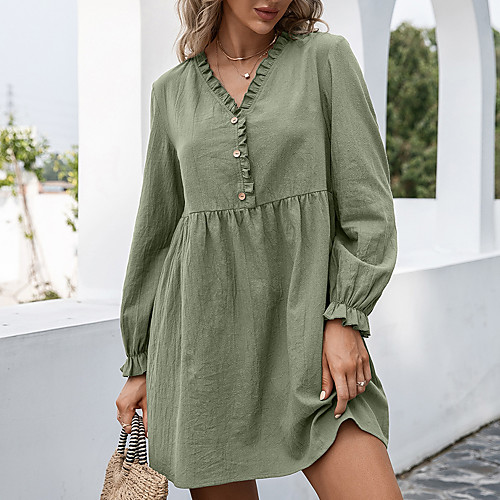Women's A Line Dress Short Mini Dress caramel Blushing Pink khaki Green Black Brown Long Sleeve Solid Color Casual Loose 2021 S M L XL
Women's A Line Dress Short Mini Dress caramel Blushing Pink khaki Green Black Brown Long Sleeve Solid Color Casual Loose 2021 S M L XL
