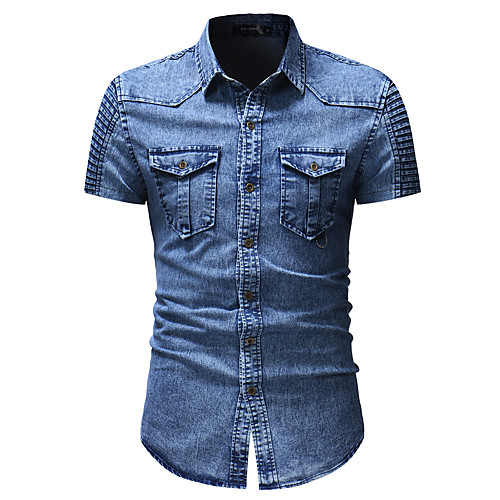 Men's Shirt non-printing Solid Color Denim Short Sleeve Casual Tops Simple Lightweight Comfortable Blue Gray
Men's Shirt non-printing Solid Color Denim Short Sleeve Casual Tops Simple Lightweight Comfortable Blue Gray