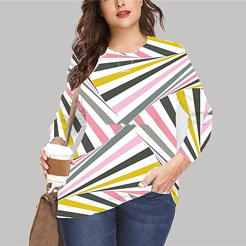 Women's Plus Size Tops Pullover Sweatshirt Striped Graphic Geometry Print Long Sleeve Crewneck Basic Blushing Pink Big Size XL XXL 3XL 4XL 5XL
Women's Plus Size Tops Pullover Sweatshirt Striped Graphic Geometry Print Long Sleeve Crewneck Basic Blushing Pink Big Size XL XXL 3XL 4XL 5XL