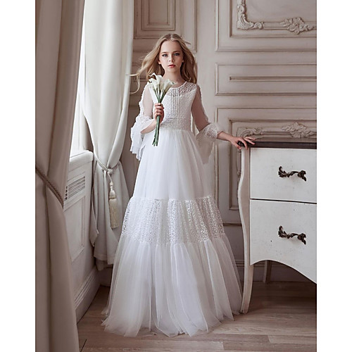 A-Line Floor Length Flower Girl Dresses Party Tulle Long Sleeve Jewel Neck with Sash / Ribbon
A-Line Floor Length Flower Girl Dresses Party Tulle Long Sleeve Jewel Neck with Sash / Ribbon