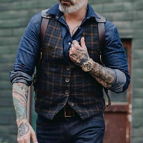 Men's Suit Vest Waistcoat Party Evening Festival Casual Vintage British Plaid Single Breasted One-button Slim Polyester Men's Suit Brown - V Neck
Men's Suit Vest Waistcoat Party Evening Festival Casual Vintage British Plaid Single Breasted One-button Slim Polyester Men's Suit Brown - V Neck