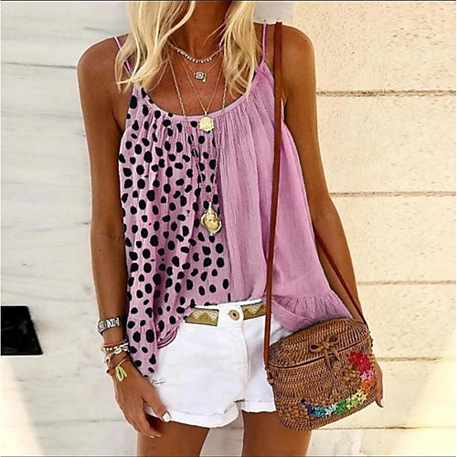 Women's Beach Camisole Blouse Tank Top Polka Dot Print U Neck Streetwear Boho Tops Loose Chiffon Blushing Pink Brown
Women's Beach Camisole Blouse Tank Top Polka Dot Print U Neck Streetwear Boho Tops Loose Chiffon Blushing Pink Brown