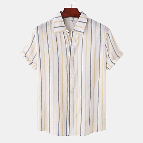 Men's Shirt Striped Button-Down Short Sleeve Street Tops Cotton Casual Hawaiian Comfortable Yellow
Men's Shirt Striped Button-Down Short Sleeve Street Tops Cotton Casual Hawaiian Comfortable Yellow