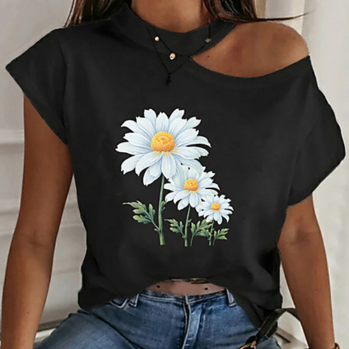 Women's Floral Theme Painting T shirt Floral Daisy Cut Out Cold Shoulder Print Round Neck Basic Tops White Blushing Pink Black
Women's Floral Theme Painting T shirt Floral Daisy Cut Out Cold Shoulder Print Round Neck Basic Tops White Blushing Pink Black