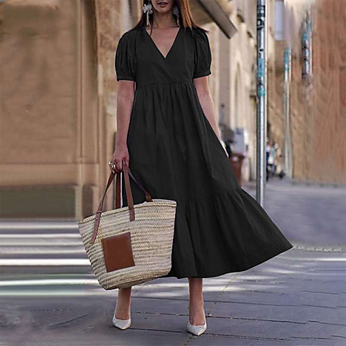 Women's Swing Dress Maxi long Dress Light Yellow Purple White Black Short Sleeve Solid Color Ruched Spring Summer V Neck Elegant Vintage Holiday Loose 2021 M L XL XXL XXXL 4XL 5XL / Cotton / Cotton
Women's Swing Dress Maxi long Dress Light Yellow Purple White Black Short Sleeve Solid Color Ruched Spring Summer V Neck Elegant Vintage Holiday Loose 2021 M L XL XXL XXXL 4XL 5XL / Cotton / Cotton