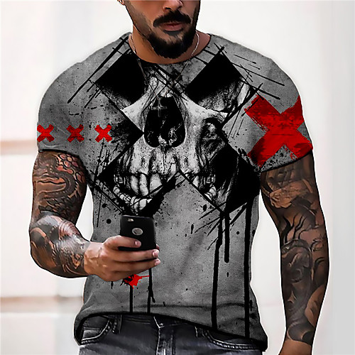 Men's Tee T shirt Shirt 3D Print Graphic Prints Skull Print Short Sleeve Daily Tops Casual Designer Big and Tall Gray
Men's Tee T shirt Shirt 3D Print Graphic Prints Skull Print Short Sleeve Daily Tops Casual Designer Big and Tall Gray