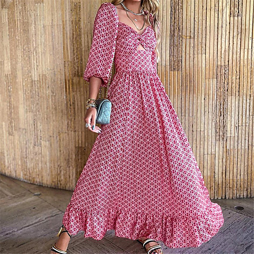 Women's Swing Dress Maxi long Dress Red 3/4 Length Sleeve Polka Dot Hollow To Waist Print Summer V Neck Work Casual Holiday 2021 S M L XL
Women's Swing Dress Maxi long Dress Red 3/4 Length Sleeve Polka Dot Hollow To Waist Print Summer V Neck Work Casual Holiday 2021 S M L XL