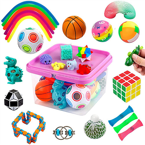 Sensory Fidget Toys Set, Fidget Sensory Toys Bundle for Kids Autism, ADHD, Adults Anxiety Stress Relief Kit with Stress Balls, Squishy, Stretchy String, Puzzle Balls Variety 27 Pack
Sensory Fidget Toys Set, Fidget Sensory Toys Bundle for Kids Autism, ADHD, Adults Anxiety Stress Relief Kit with Stress Balls, Squishy, Stretchy String, Puzzle Balls Variety 27 Pack