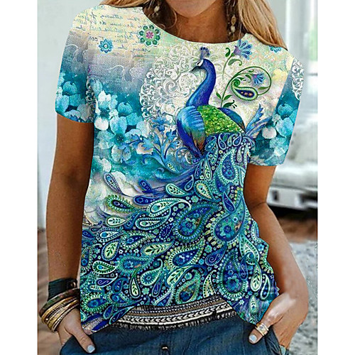 Women's Floral Theme Painting T shirt Floral Animal Print Round Neck Basic Tops Blue
Women's Floral Theme Painting T shirt Floral Animal Print Round Neck Basic Tops Blue
