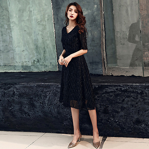 A-Line Minimalist Elegant Party Wear Cocktail Party Dress V Neck Half Sleeve Knee Length Tulle with Sash / Ribbon Sequin 2021
A-Line Minimalist Elegant Party Wear Cocktail Party Dress V Neck Half Sleeve Knee Length Tulle with Sash / Ribbon Sequin 2021