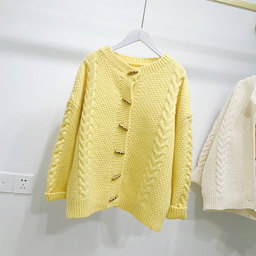 Women's Solid Color Cardigan Cotton Long Sleeve Sweater Cardigans Round Neck Creamy-white Haze blue Yellow
Women's Solid Color Cardigan Cotton Long Sleeve Sweater Cardigans Round Neck Creamy-white Haze blue Yellow