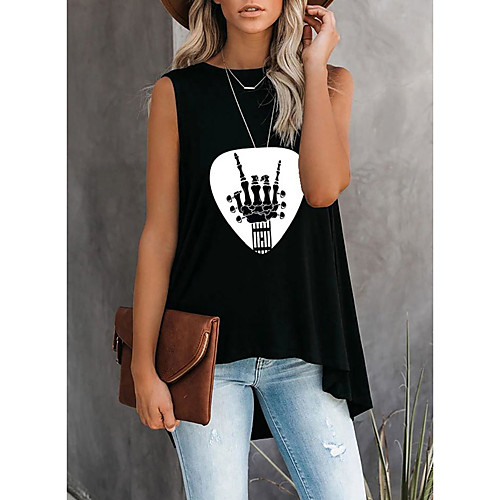 Women's Tank Top Vest Skull Asymmetric Print Round Neck Basic Streetwear Tops Black
Women's Tank Top Vest Skull Asymmetric Print Round Neck Basic Streetwear Tops Black