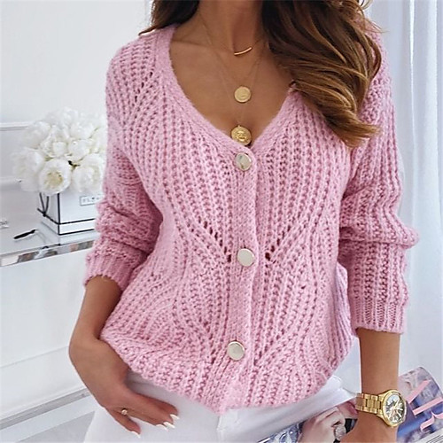 Women's Solid Color Sweater Long Sleeve Sweater Cardigans V Neck Yellow Blushing Pink Gray
Women's Solid Color Sweater Long Sleeve Sweater Cardigans V Neck Yellow Blushing Pink Gray