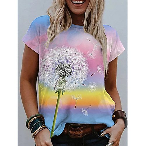 Women's Floral Theme Painting T shirt Floral Dandelion Print Round Neck Basic Tops Blue Purple Yellow
Women's Floral Theme Painting T shirt Floral Dandelion Print Round Neck Basic Tops Blue Purple Yellow