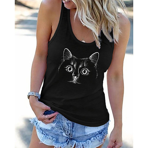 Women's Beach 3D Cat Tank Top Vest T shirt Cat Animal Print U Neck Basic Streetwear Tops Black Gray
Women's Beach 3D Cat Tank Top Vest T shirt Cat Animal Print U Neck Basic Streetwear Tops Black Gray