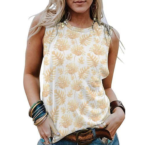Women's Floral Theme Tank Top Vest Floral Graphic Print Round Neck Basic Streetwear Tops White Blue Yellow
Women's Floral Theme Tank Top Vest Floral Graphic Print Round Neck Basic Streetwear Tops White Blue Yellow