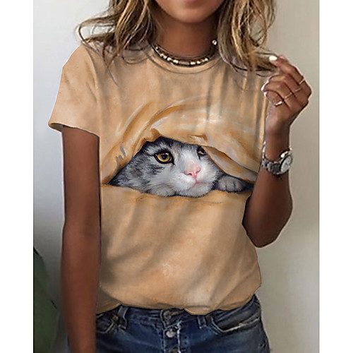 Women's 3D Cat Painting T shirt Cat 3D Animal Print Round Neck Basic Tops Blue Yellow Gray
Women's 3D Cat Painting T shirt Cat 3D Animal Print Round Neck Basic Tops Blue Yellow Gray
