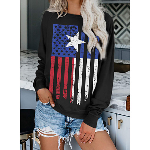 Women's Sweatshirt Pullover Striped American US Flag Star Print Casual Daily Sports Hot Stamping Sportswear Streetwear Hoodies Sweatshirts Loose Black
Women's Sweatshirt Pullover Striped American US Flag Star Print Casual Daily Sports Hot Stamping Sportswear Streetwear Hoodies Sweatshirts Loose Black