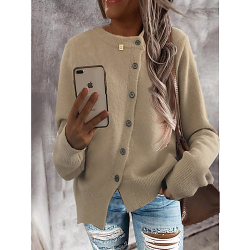 Women's Solid Color Sweater Long Sleeve Sweater Cardigans Round Neck Red Wine Gray khaki
Women's Solid Color Sweater Long Sleeve Sweater Cardigans Round Neck Red Wine Gray khaki