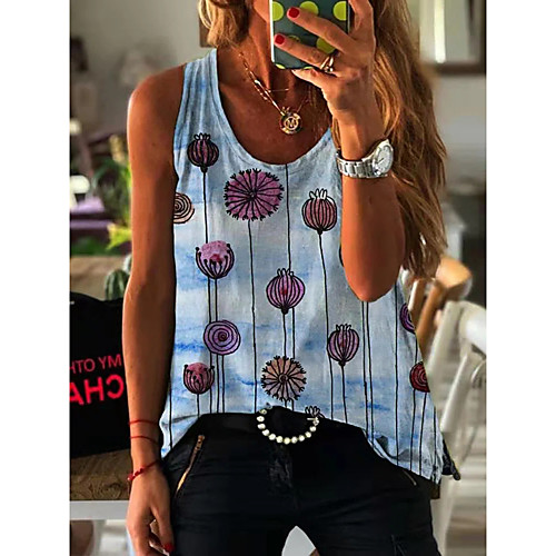 Women's Beach Blouse Tank Top Vest Flower Print Round Neck Streetwear Boho Tops Loose Blue Yellow Green
Women's Beach Blouse Tank Top Vest Flower Print Round Neck Streetwear Boho Tops Loose Blue Yellow Green