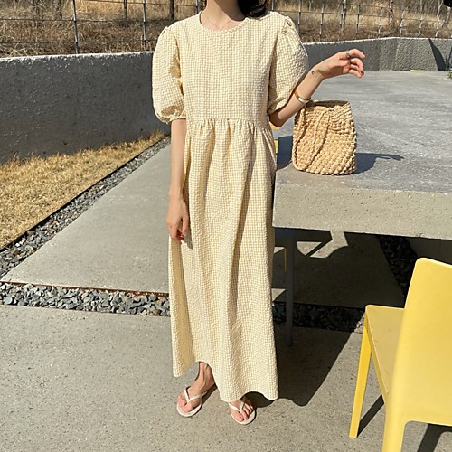 Women's Loose Maxi long Dress Light Blue Yellow Short Sleeve Plaid / Check Spring Summer Casual Loose 2021 One-Size
Women's Loose Maxi long Dress Light Blue Yellow Short Sleeve Plaid / Check Spring Summer Casual Loose 2021 One-Size