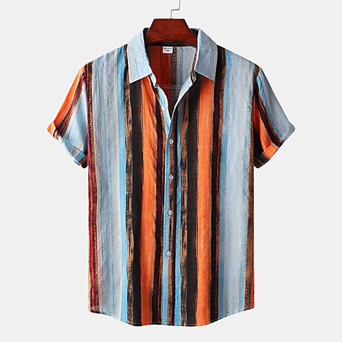 Men's Shirt Striped Button-Down Short Sleeve Street Tops Cotton Casual Hawaiian Comfortable Orange
Men's Shirt Striped Button-Down Short Sleeve Street Tops Cotton Casual Hawaiian Comfortable Orange