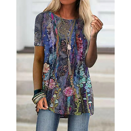 Women's Holiday Floral Theme T shirt Floral Graphic Print Round Neck Basic Tops Purple Yellow Light Purple
Women's Holiday Floral Theme T shirt Floral Graphic Print Round Neck Basic Tops Purple Yellow Light Purple