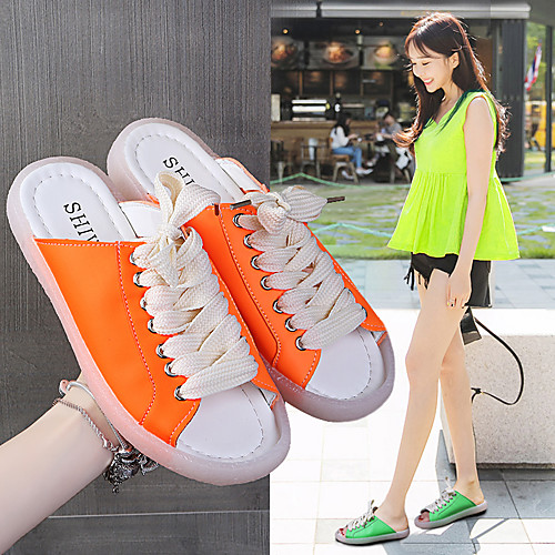 Women's Sandals Sporty Sandals Flat Heel Round Toe PU Lace-up Solid Colored White Black Orange
Women's Sandals Sporty Sandals Flat Heel Round Toe PU Lace-up Solid Colored White Black Orange
