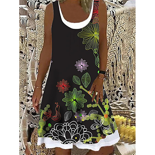 Women's Shift Dress Knee Length Dress Black Sleeveless Floral Print Print Fall Summer Boat Neck Casual Holiday 2021 S M L XL XXL 3XL
Women's Shift Dress Knee Length Dress Black Sleeveless Floral Print Print Fall Summer Boat Neck Casual Holiday 2021 S M L XL XXL 3XL