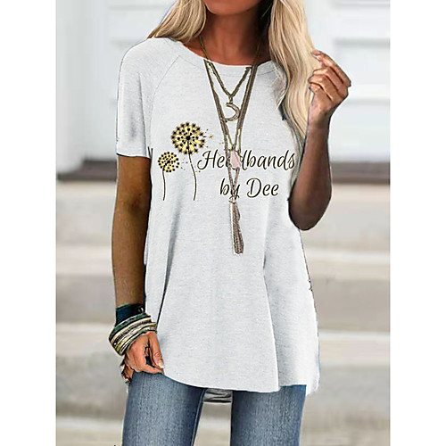 Women's T shirt Floral Text Dandelion Print Round Neck Tops Basic Basic Top White Gray
Women's T shirt Floral Text Dandelion Print Round Neck Tops Basic Basic Top White Gray
