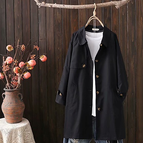 Women's Coat Casual / Daily Fall Regular Coat Regular Fit Casual Jacket Solid Color Bell Bottom khaki Black / Cotton
Women's Coat Casual / Daily Fall Regular Coat Regular Fit Casual Jacket Solid Color Bell Bottom khaki Black / Cotton