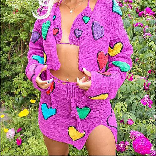 Women's Pattern Sweater Co-ords Long Sleeve Sweater Cardigans Others Purple background color love suit Purple bottom white flower suit Sky blue white flower suit
Women's Pattern Sweater Co-ords Long Sleeve Sweater Cardigans Others Purple background color love suit Purple bottom white flower suit Sky blue white flower suit