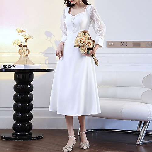 A-Line Empire Elegant Party Wear Cocktail Party Dress Sweetheart Neckline Long Sleeve Tea Length Stretch Fabric with Lace Insert 2021
A-Line Empire Elegant Party Wear Cocktail Party Dress Sweetheart Neckline Long Sleeve Tea Length Stretch Fabric with Lace Insert 2021