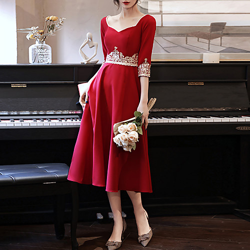 A-Line Elegant Floral Party Wear Cocktail Party Dress Scoop Neck Half Sleeve Tea Length Stretch Fabric with Beading Embroidery 2021
A-Line Elegant Floral Party Wear Cocktail Party Dress Scoop Neck Half Sleeve Tea Length Stretch Fabric with Beading Embroidery 2021