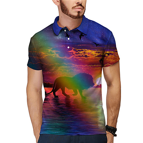 Men's Golf Shirt Tennis Shirt 3D Print Rainbow Lion Animal Button-Down Short Sleeve Street Tops Casual Fashion Cool Rainbow / Sports
Men's Golf Shirt Tennis Shirt 3D Print Rainbow Lion Animal Button-Down Short Sleeve Street Tops Casual Fashion Cool Rainbow / Sports